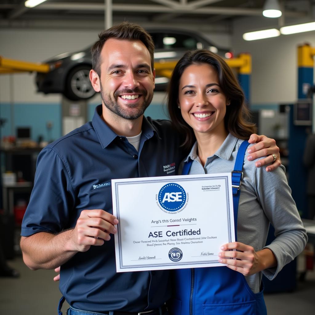 Mechanic Receiving ASE Certificate