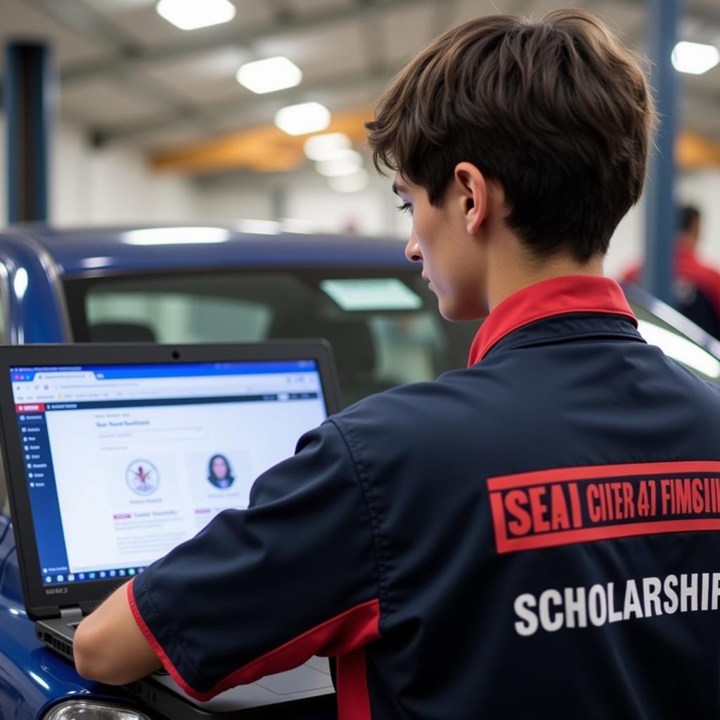 Mechanic Searching for ASE Scholarships Online