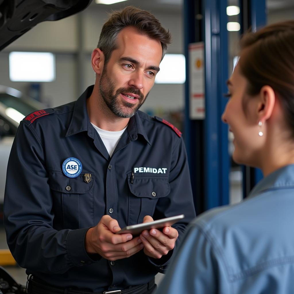 Mechanic Showing Customer Car Issues