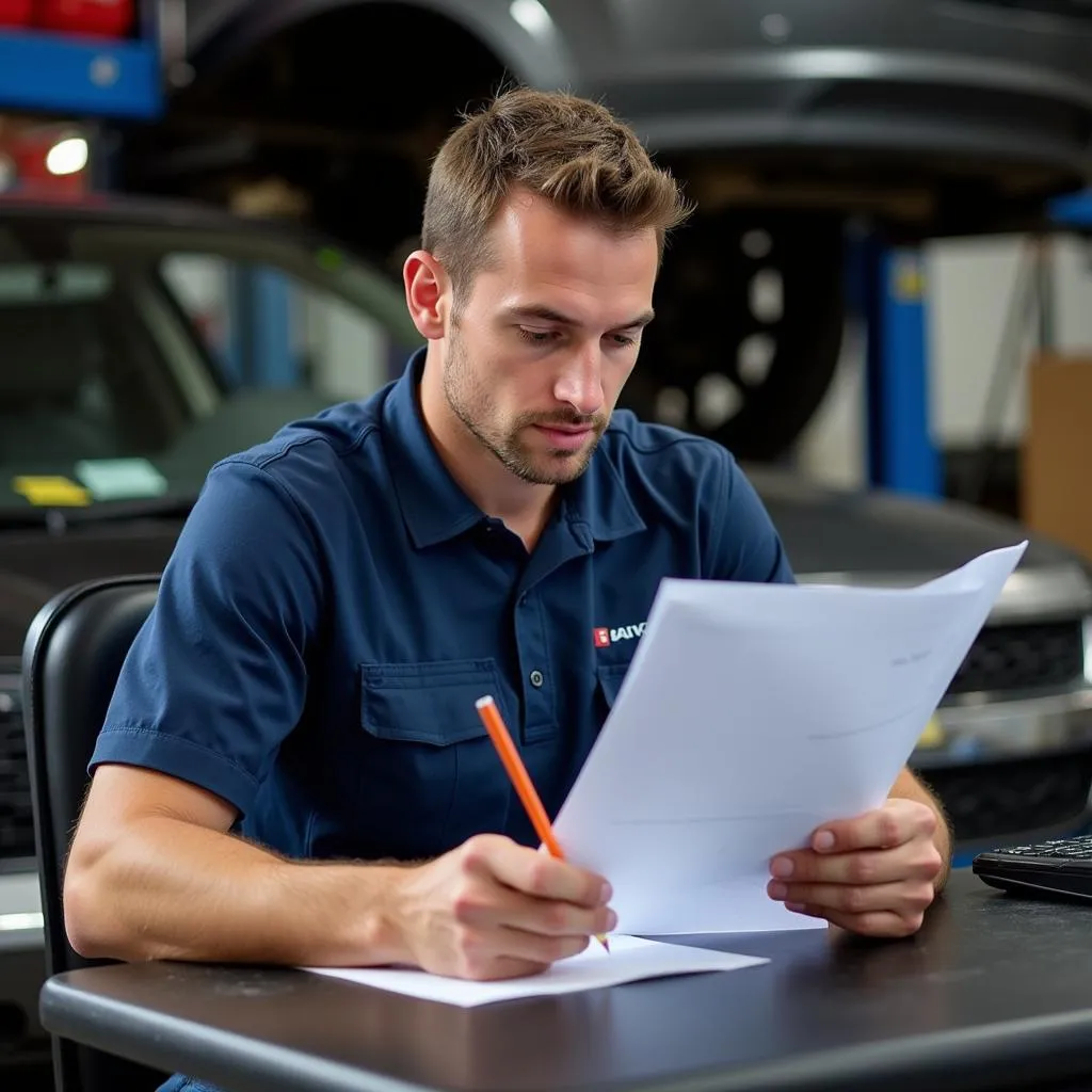 Mechanic Studying for ASE Exam in Orlando