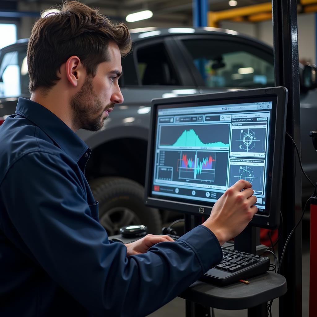 Mechanic Using Computer Diagnostic Tool