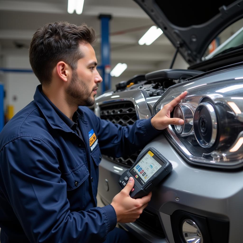 Mechanic Using Diagnostic Tool