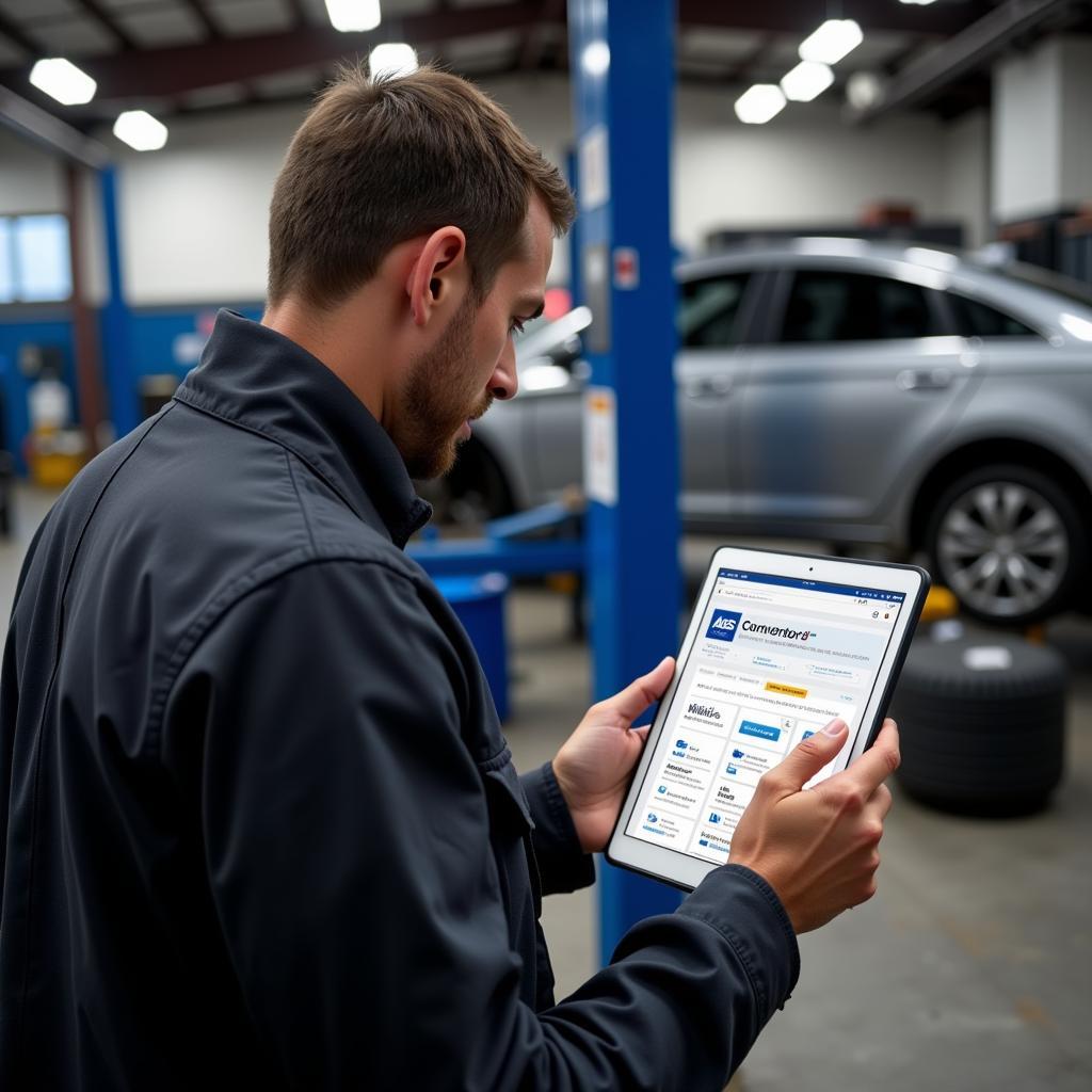 Mechanic Using Tablet with ASE Converter