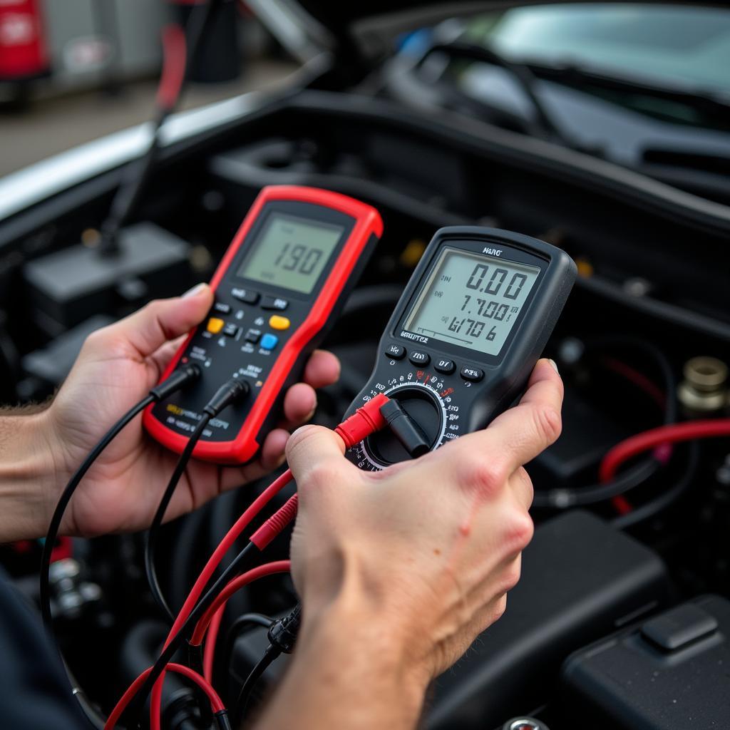 Mechanic Working on Car Electrical System