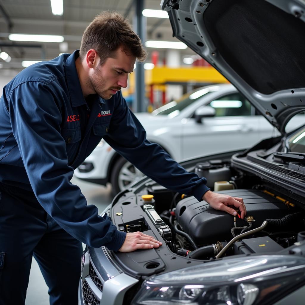 Mechanic Working on Car Engine