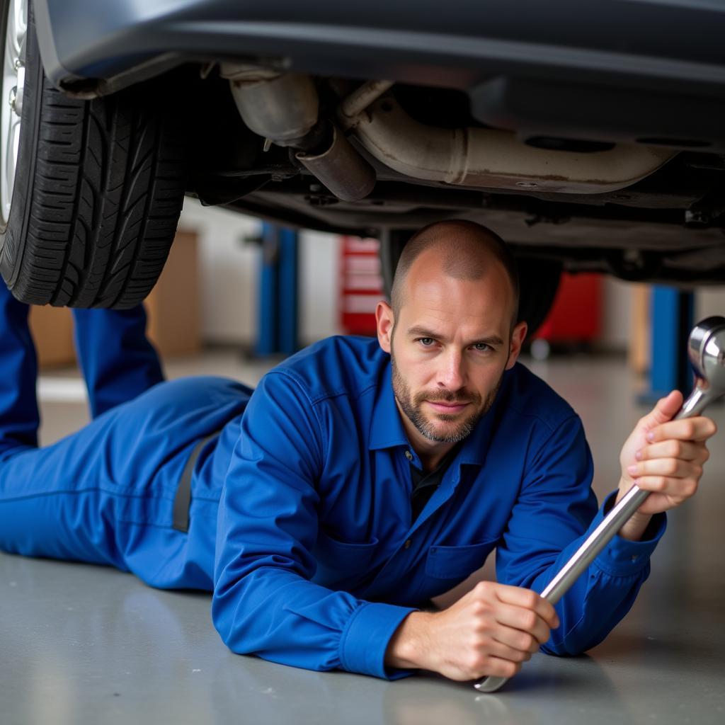 Mechanic Working Under a Car