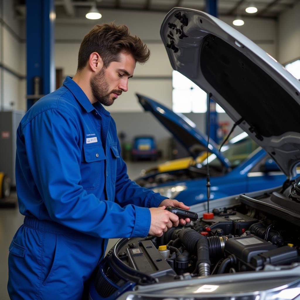 Mechanic Working Under Car Hood