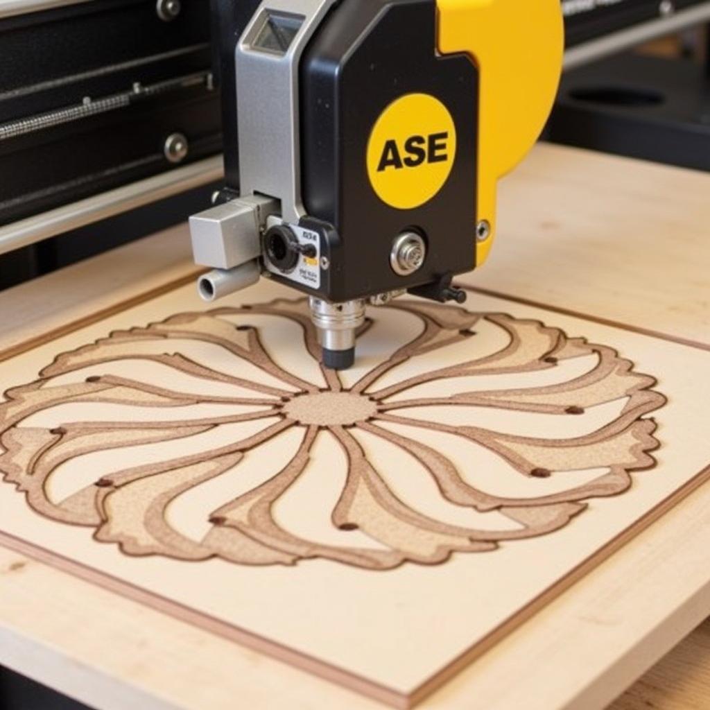 Metabo ASE 18 LTX cutting intricate shapes in wood