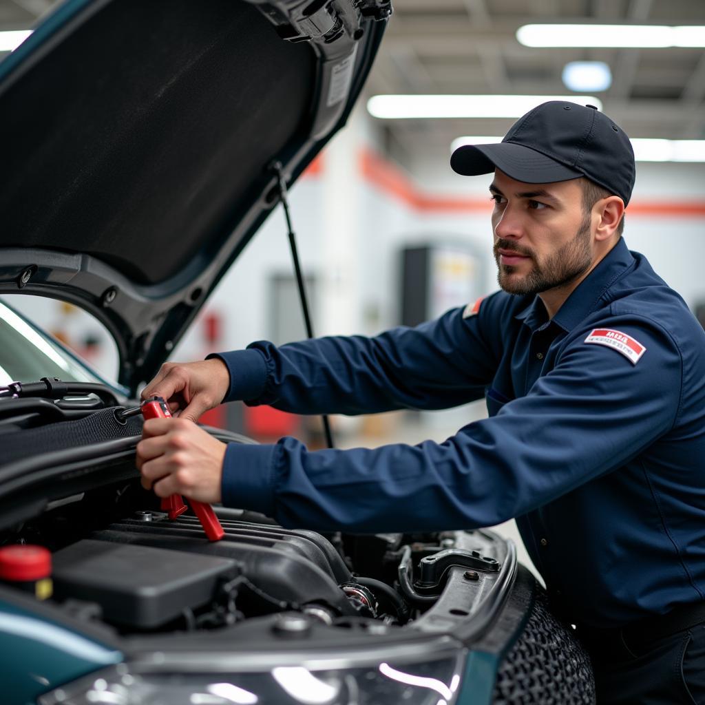 Midas Technician Working on a Car