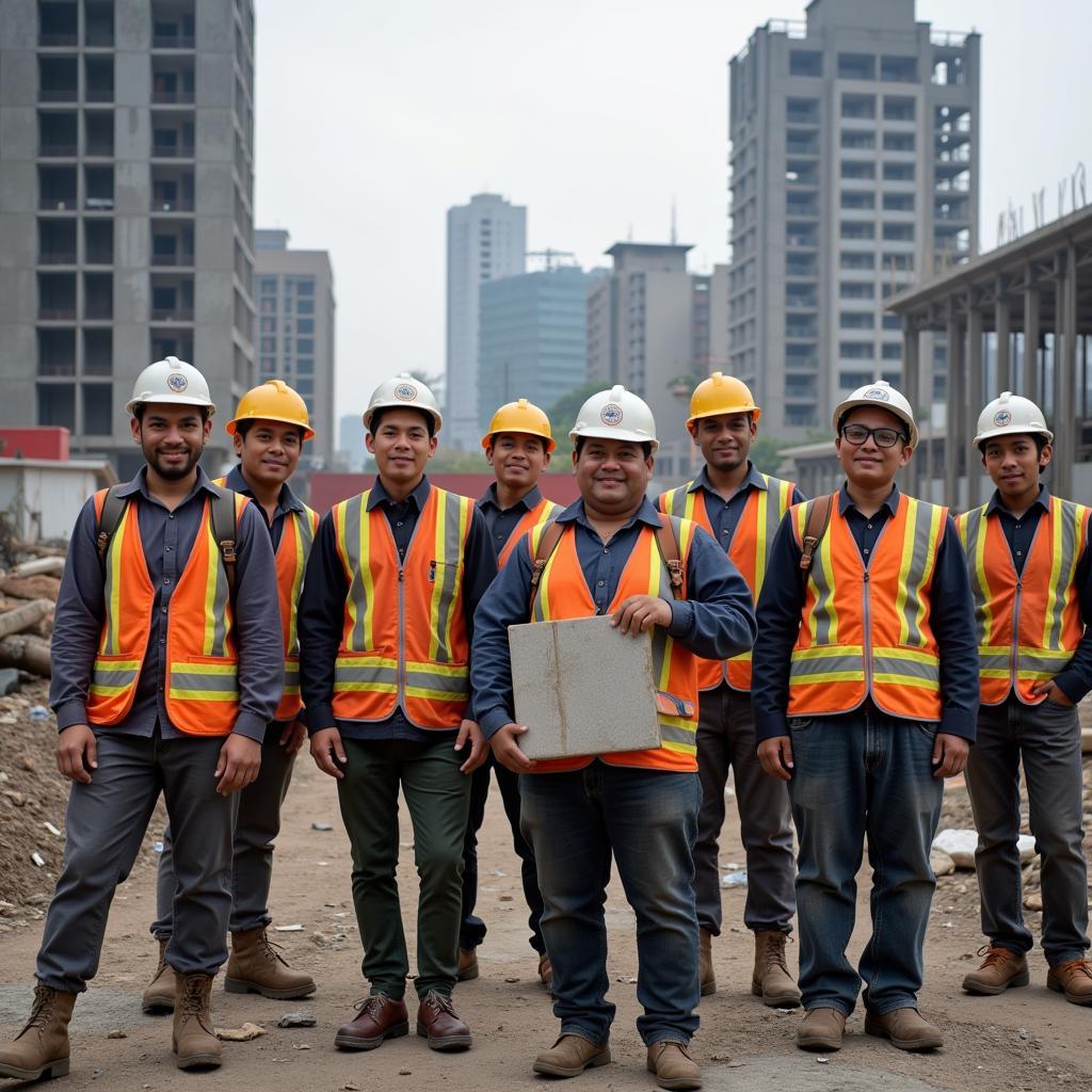 Migrant Workers at a Construction Site