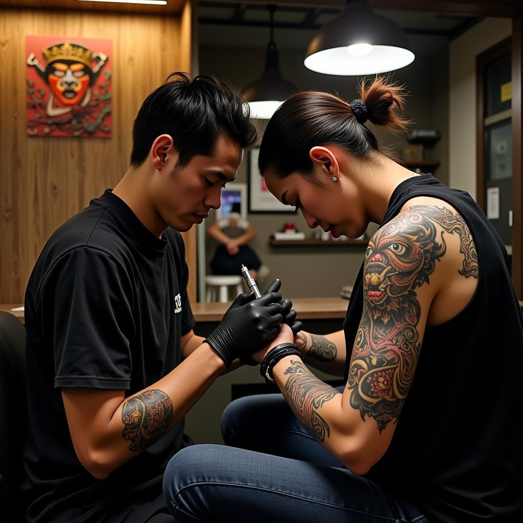 Modern Fusion Tattoo Design in an ASEAN Tattoo Lounge