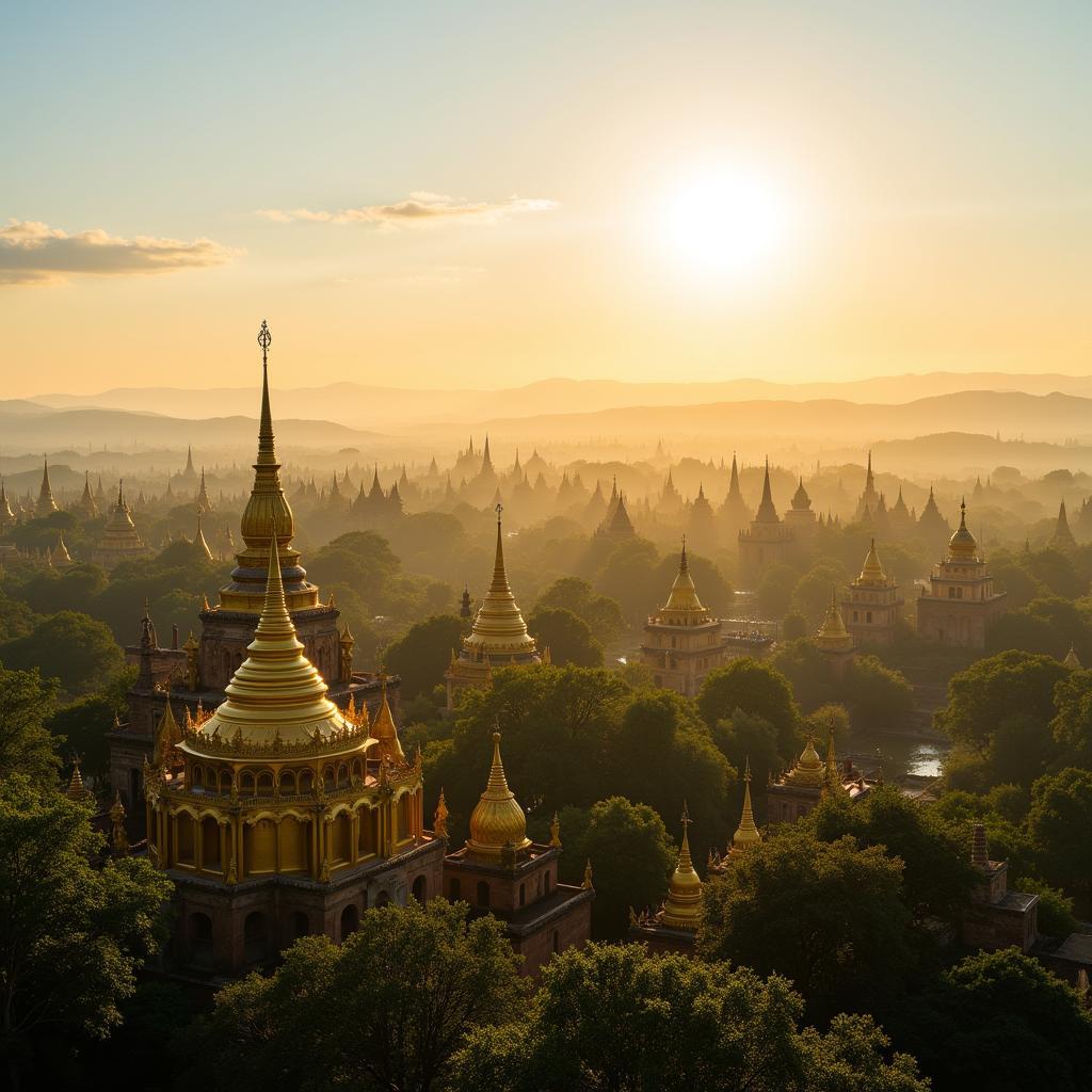 Myanmar's Golden Pagoda Landscape