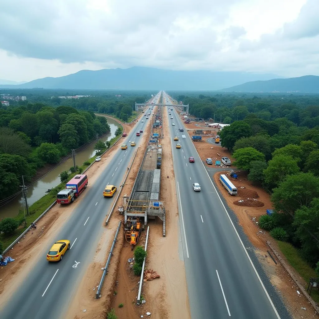 Construction of a highway in Myanmar