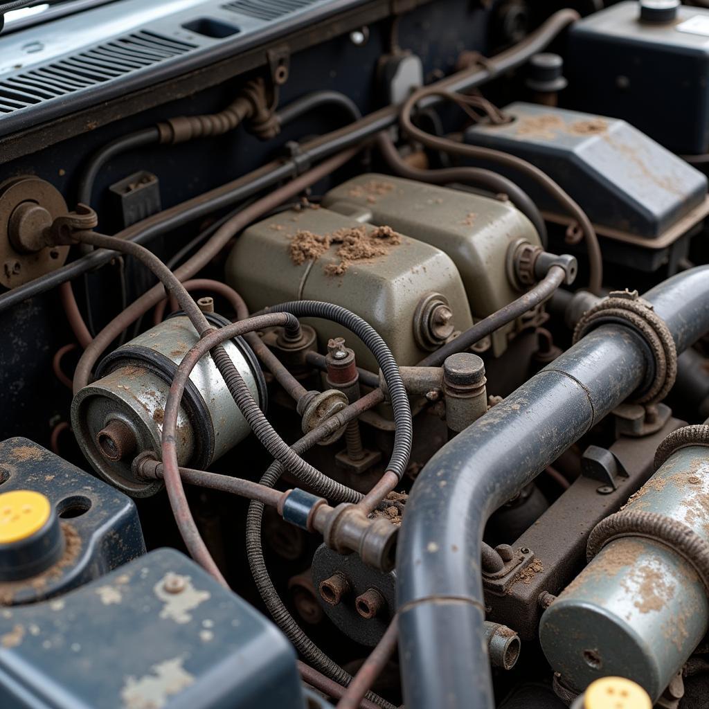 Neglected Car Engine Bay