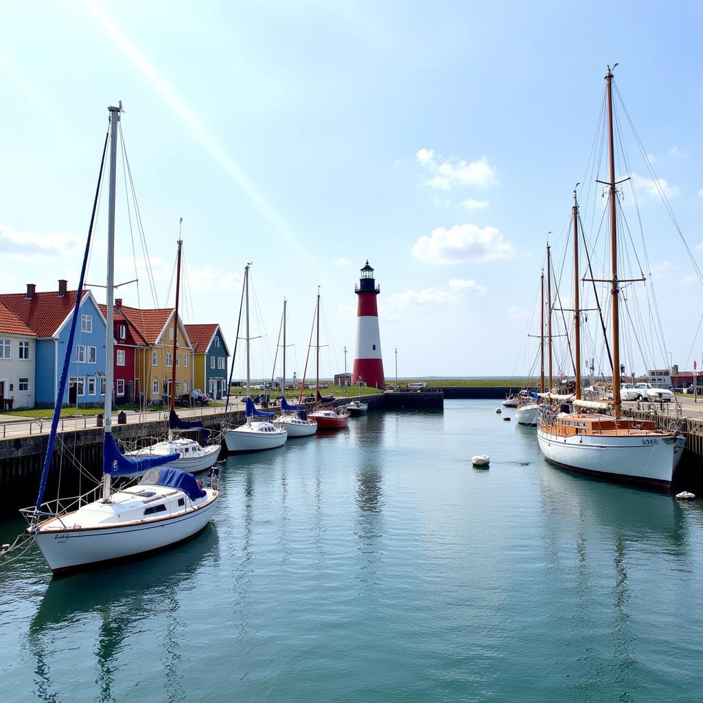 Picturesque harbor in Nykøbing Falster