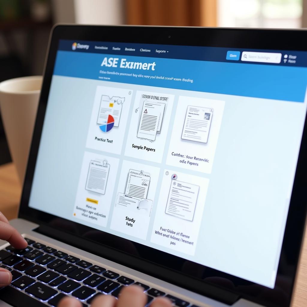 Laptop displaying online ASE preparation platform