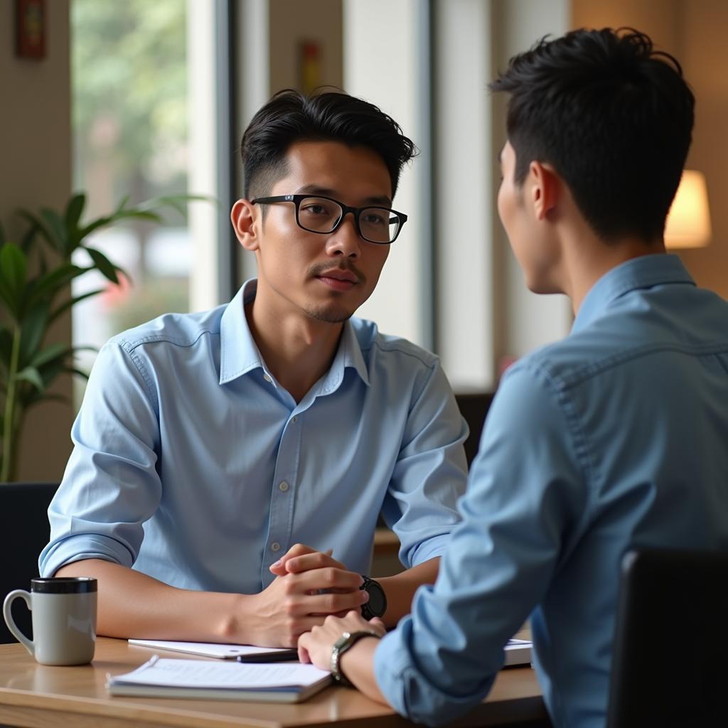 Applicant confidently participating in an online interview