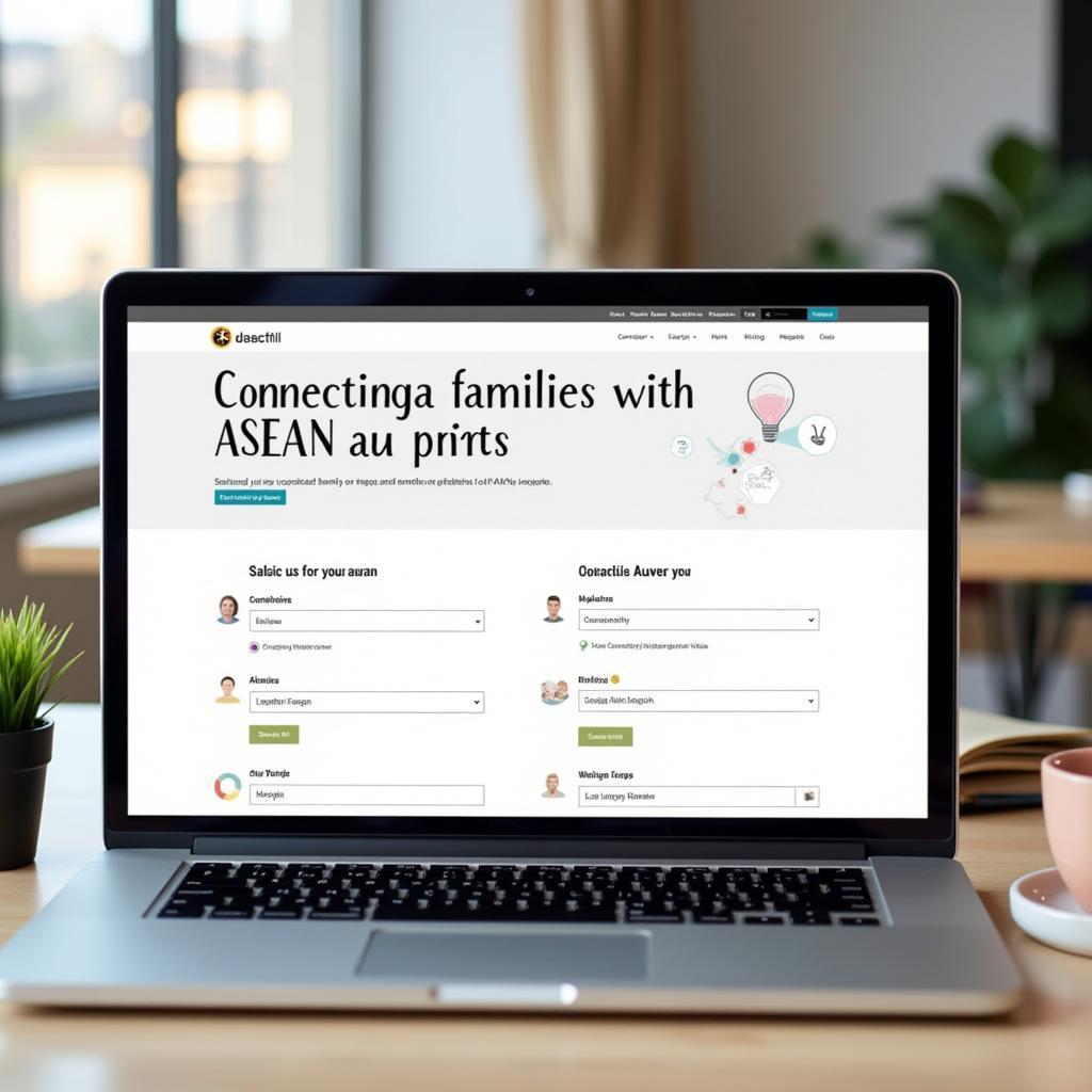 A Laptop Displaying an Online Platform for ASEAN Au Pair Services
