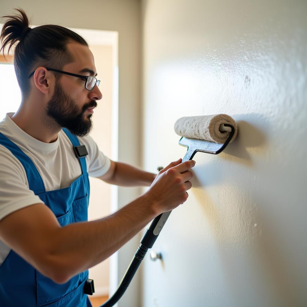 Painter using professional equipment