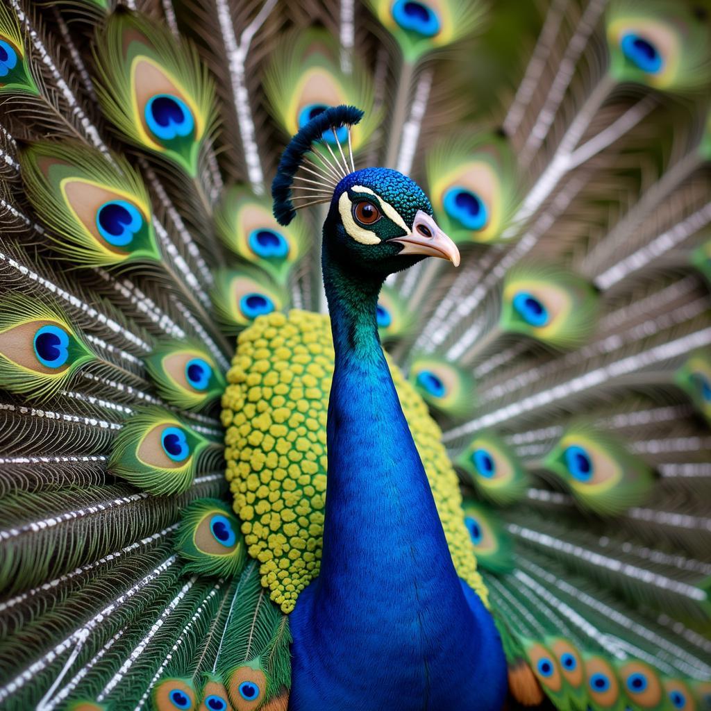 Peacock Displaying its Iridescent Plumage