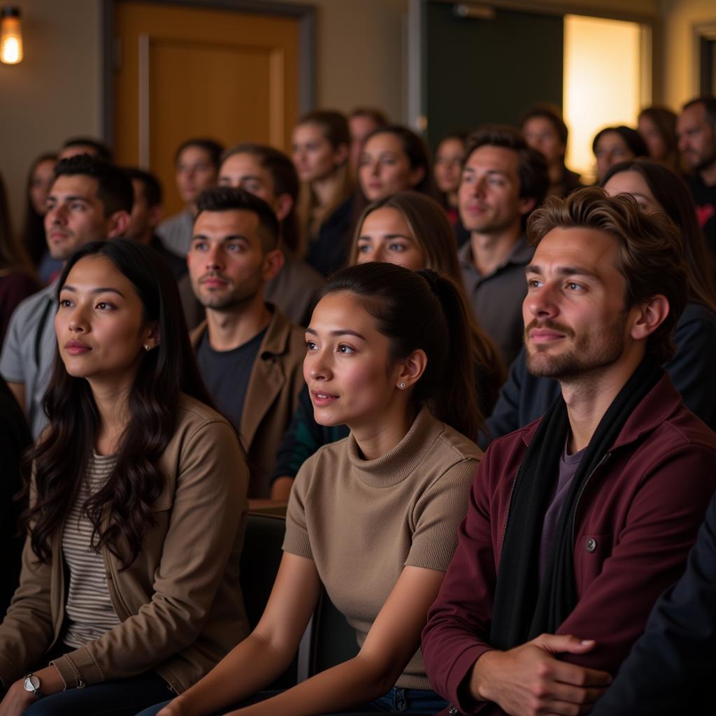 Individuals Gathering to Watch the Asea Genesis Video