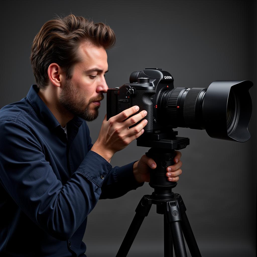 Photographer using Ase One 645 DF in a studio