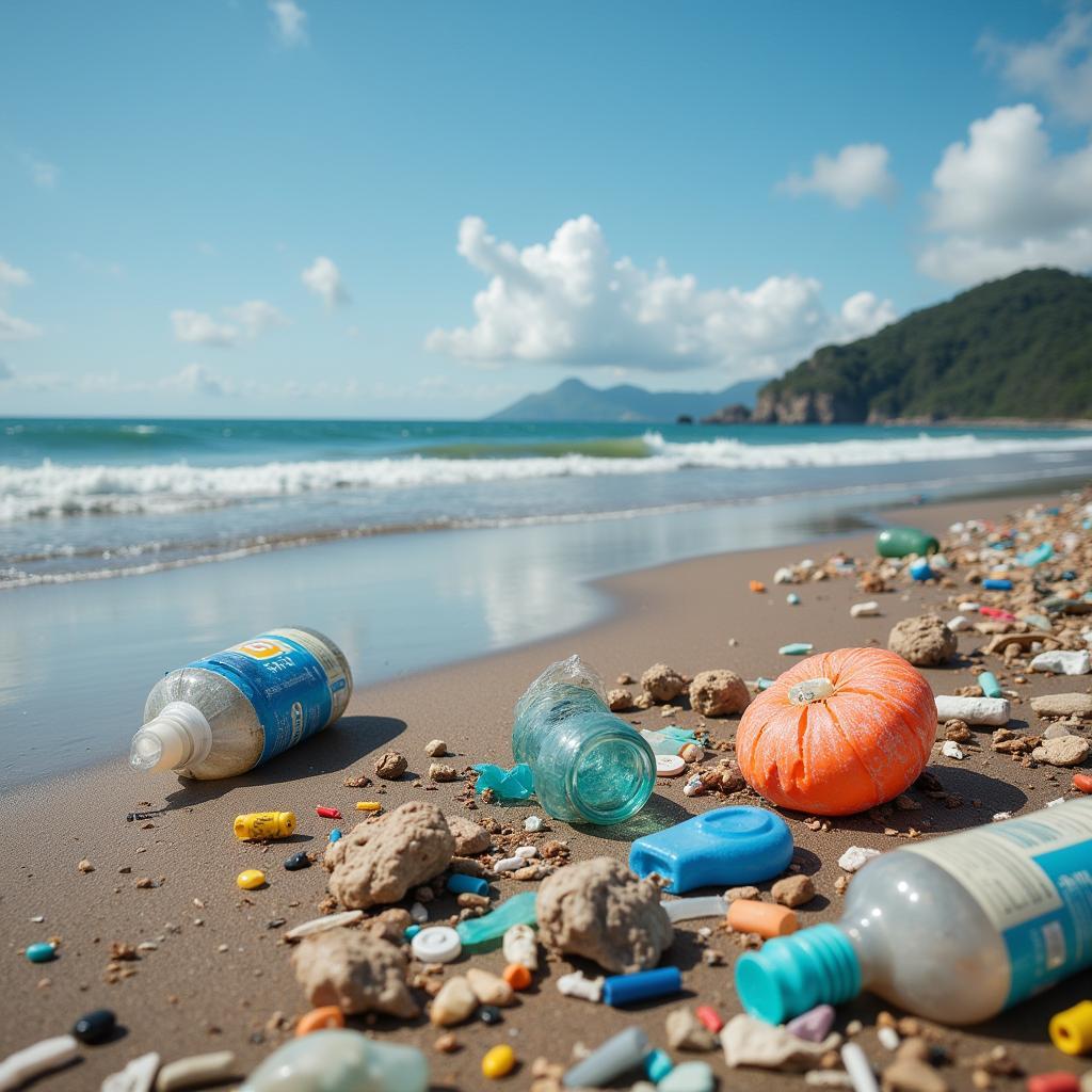 Plastic waste pollutes a Southeast Asian beach.