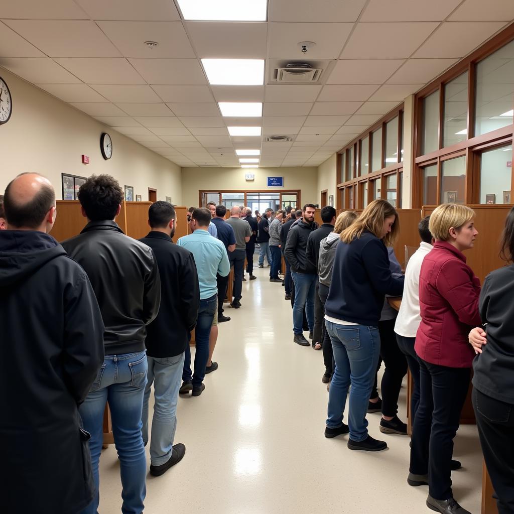 Voters Cast Ballots in a Polling Place