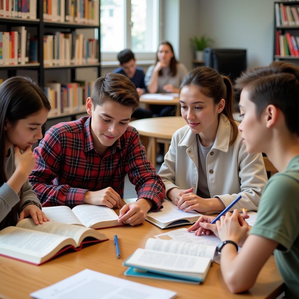 Students practicing English skills