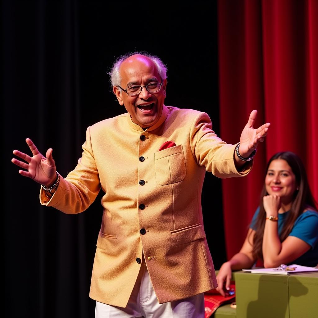 Pu La Deshpande performing on stage