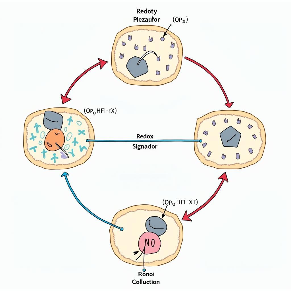 Diagram of redox signaling molecules within cells