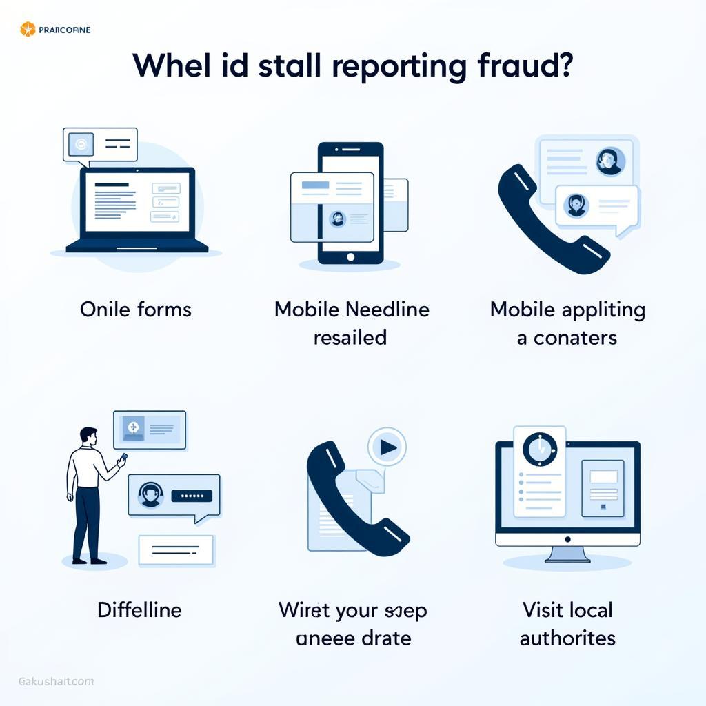 Reporting fraud through various channels - online, phone, in-person.