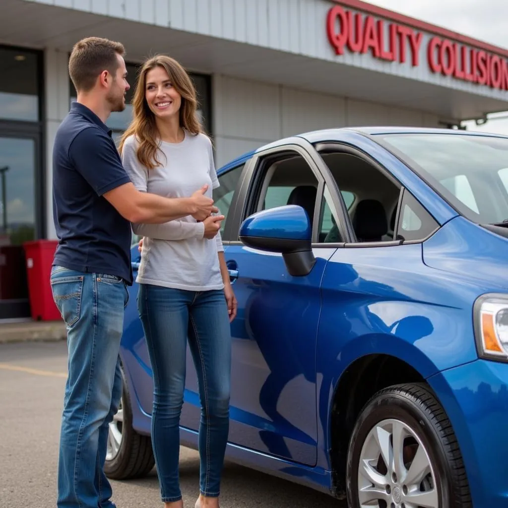 Customer Shaking Hands with Mechanic After Car Repair