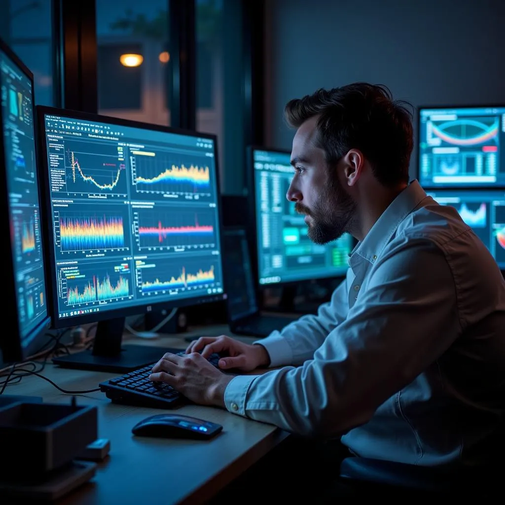 Scientist Analyzing Earth's Magnetic Field Data