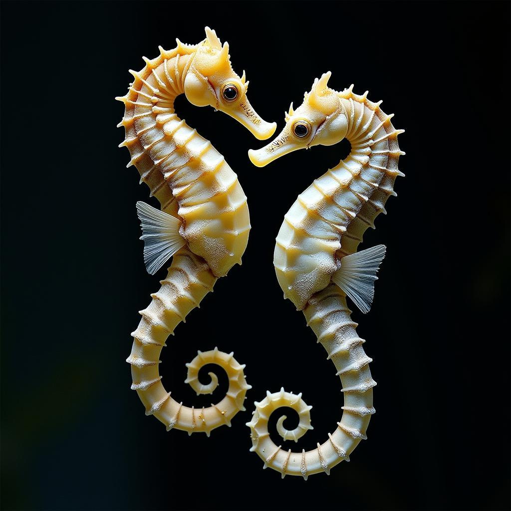 Seahorse Couple Engaged in an Intricate Courtship Dance