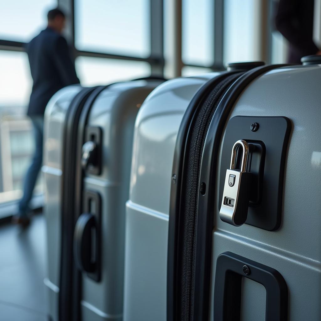 Secure hardscase luggage at the airport