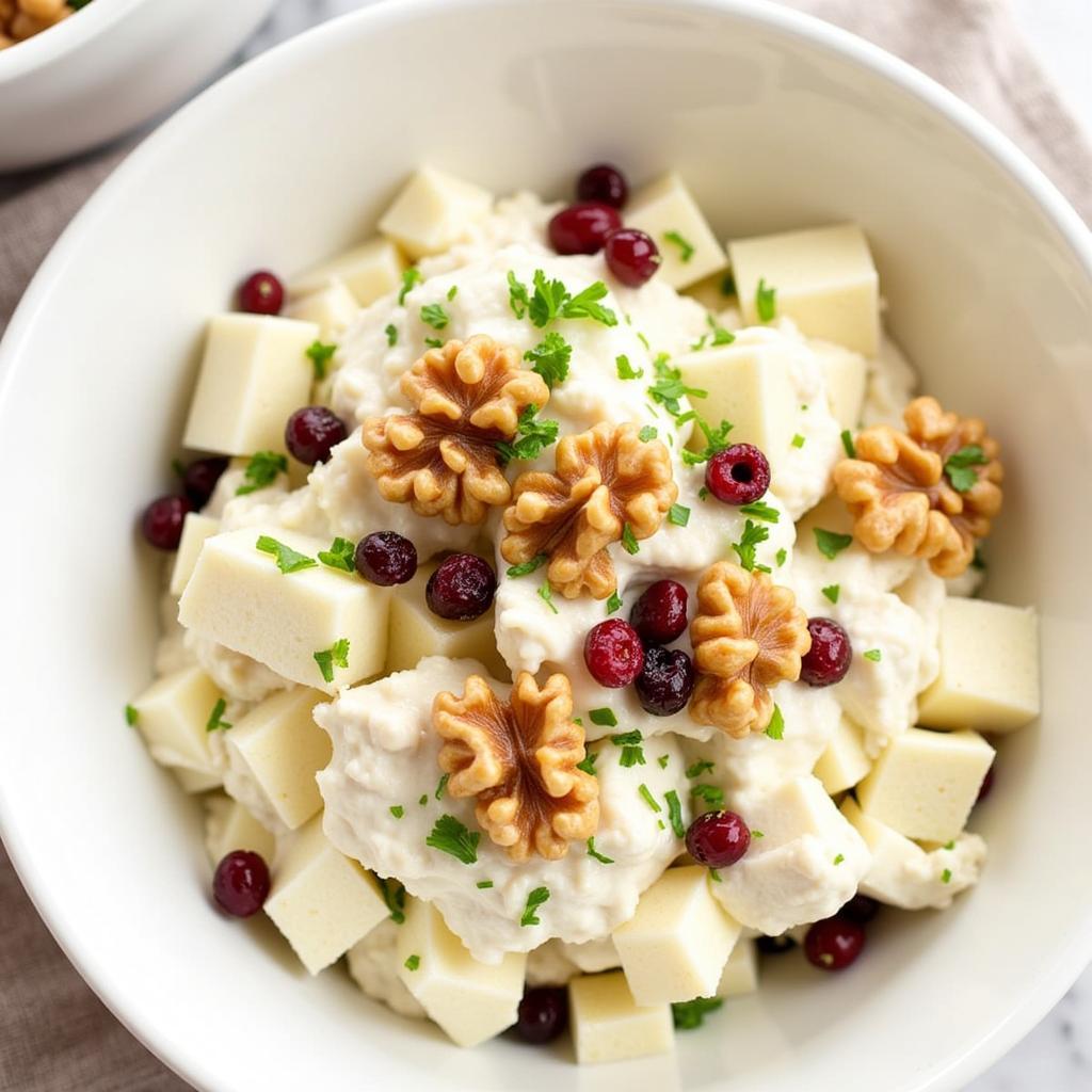 Serving Apple Salad with Various Toppings