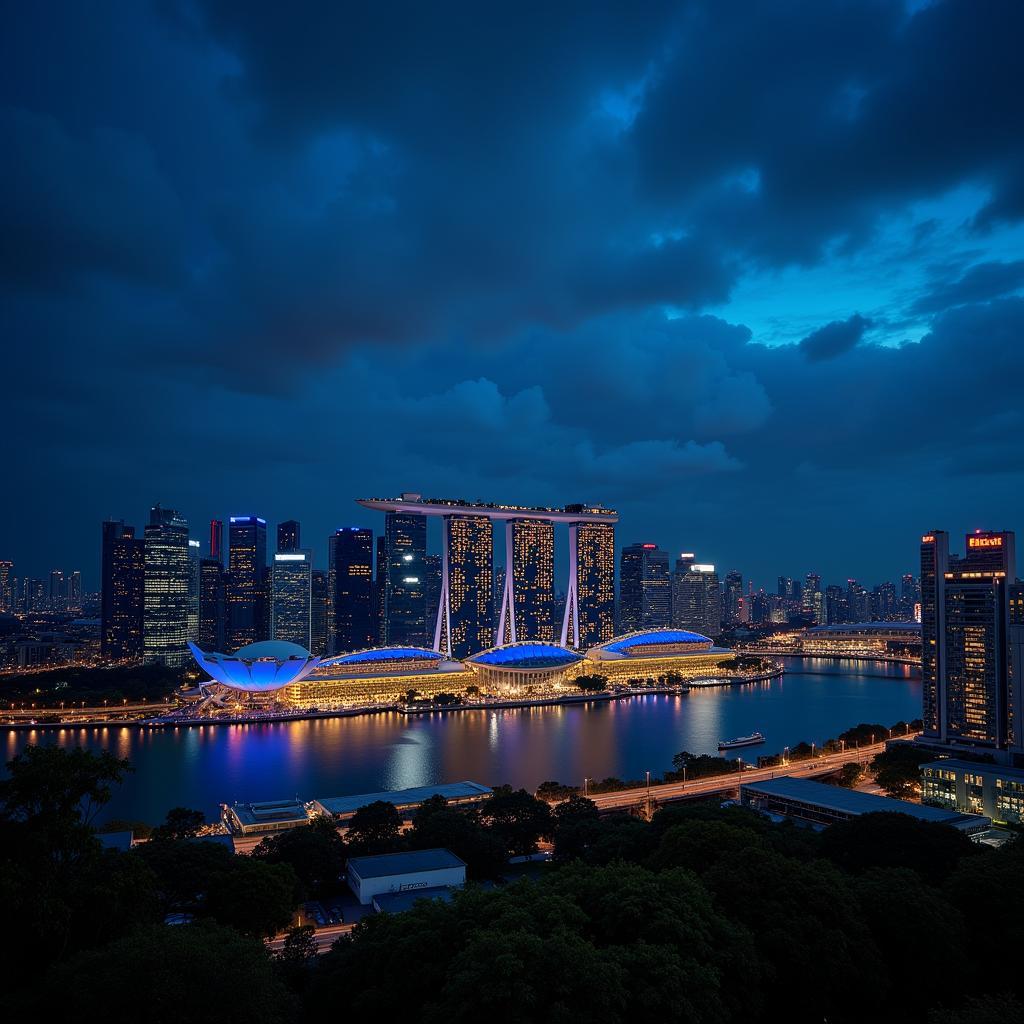 Singapore's skyline at night