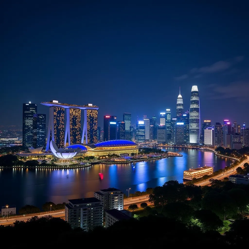 Singapore's Iconic Skyline at Night