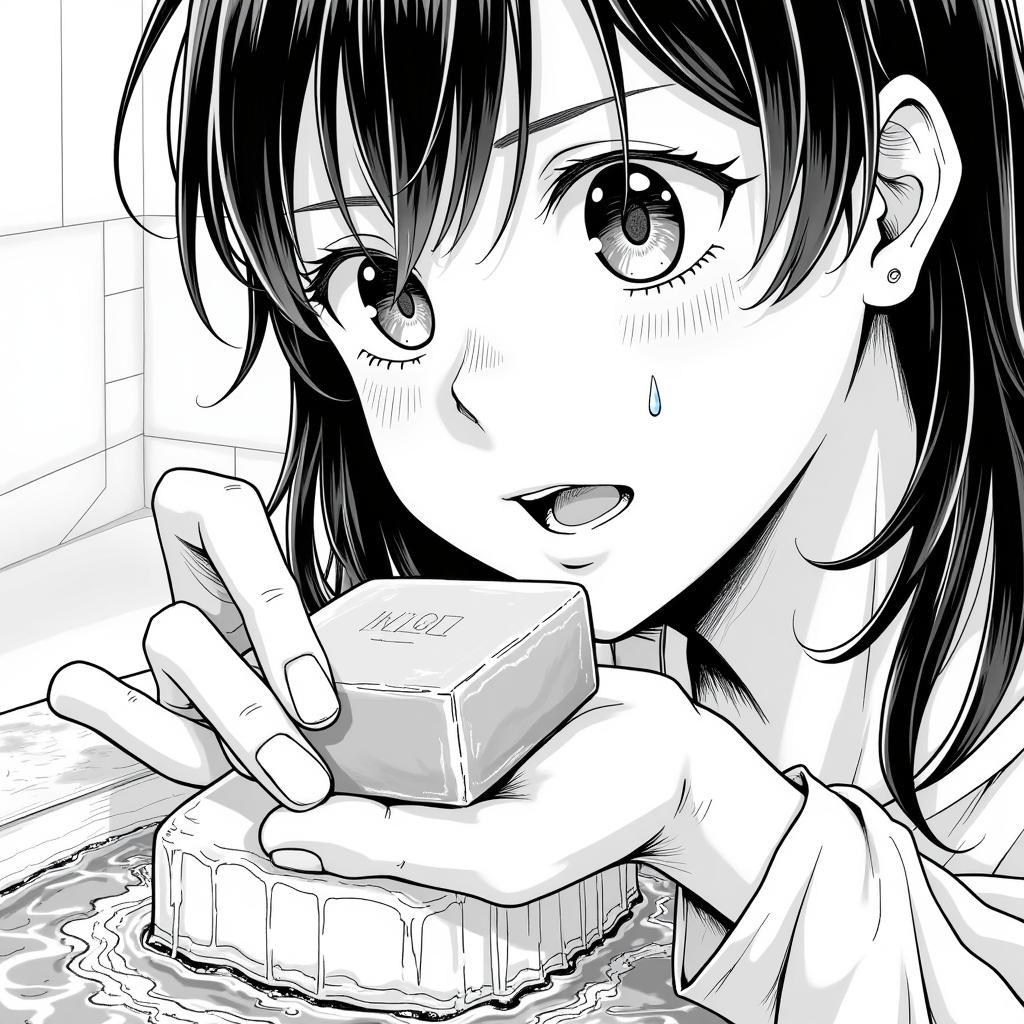 Manga Panel with Soap and Sweat