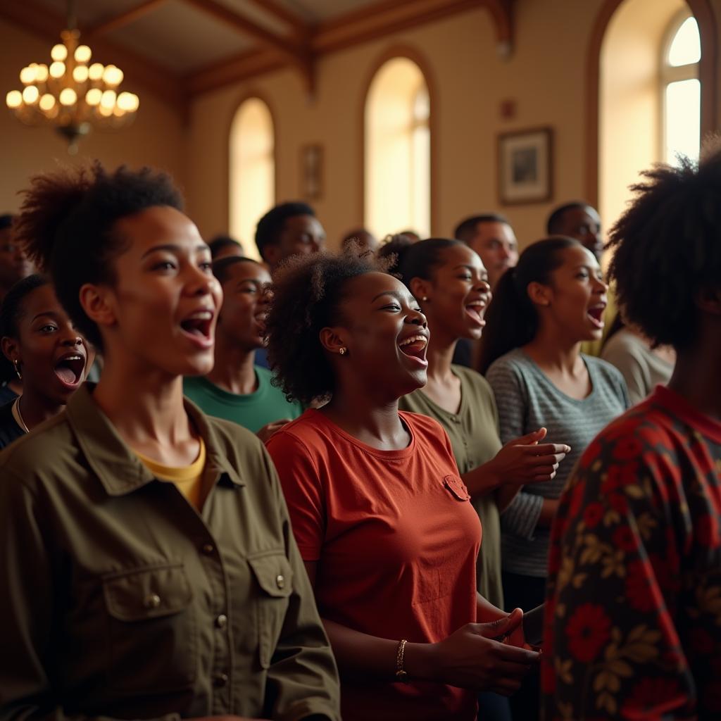 Congregation Singing in a South African Church Service