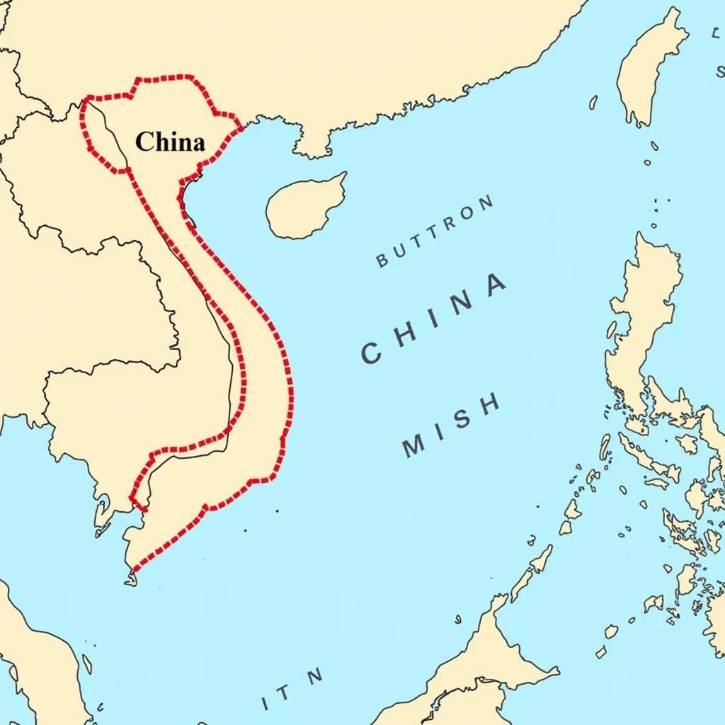 Map of South China Sea with disputed areas