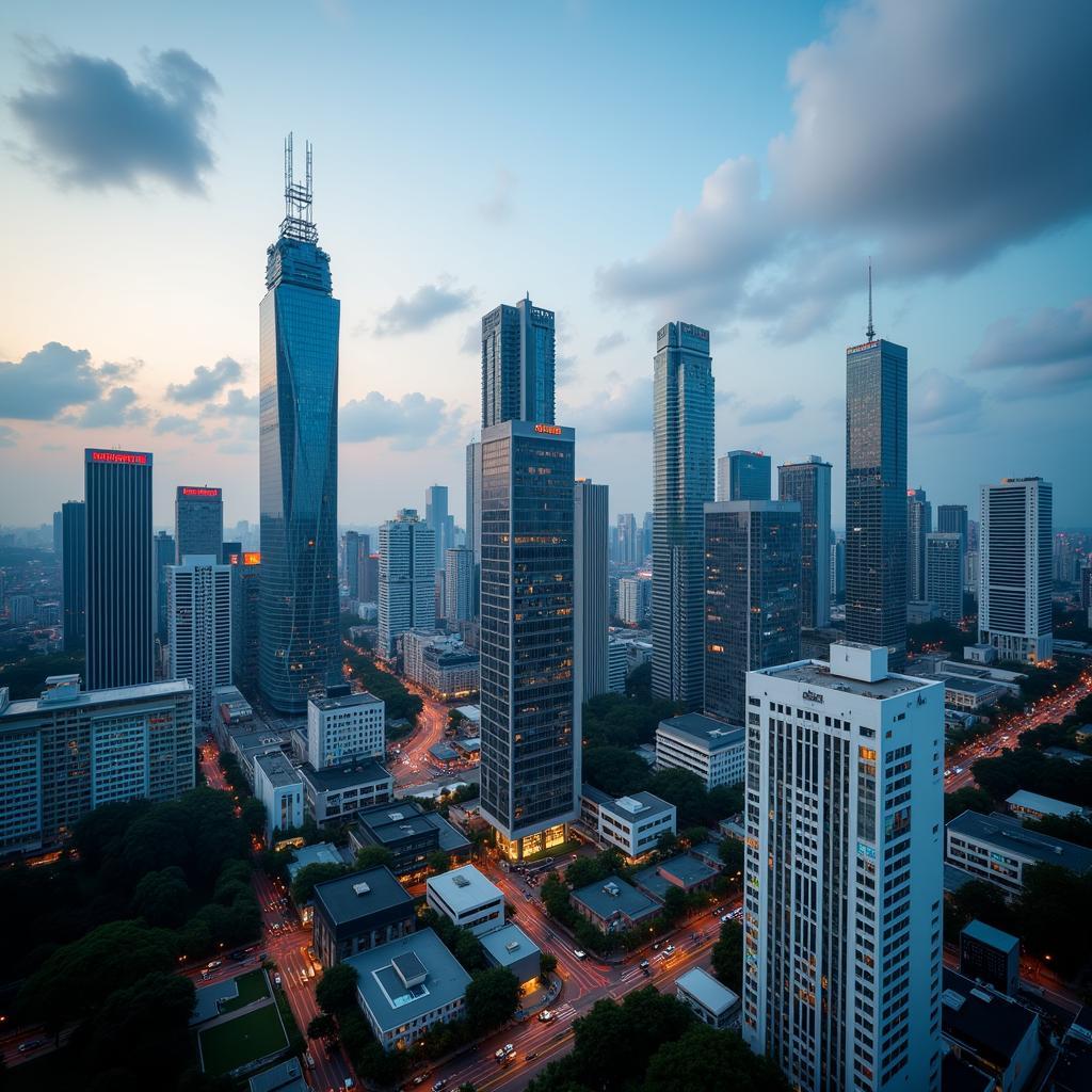 Modern Skyline of a Southeast Asian Business District