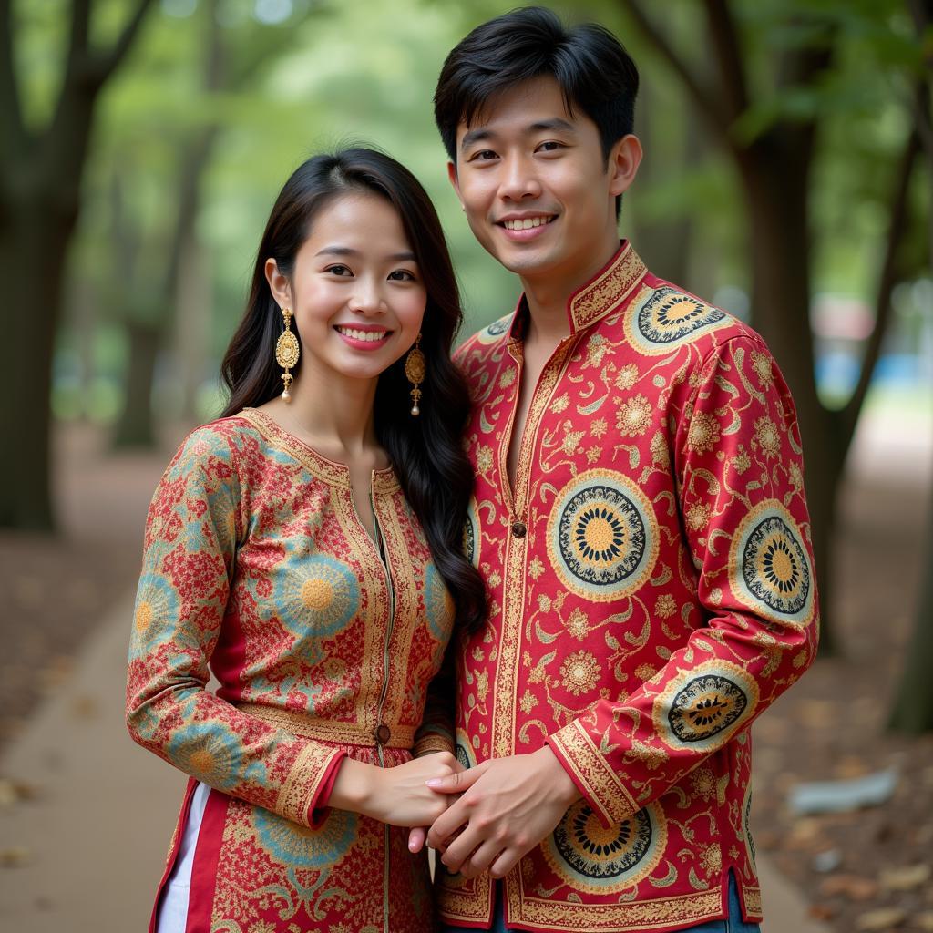 Couple in Traditional Southeast Asian Clothing