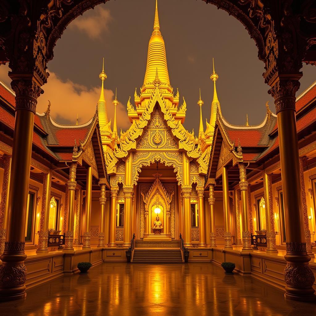 Golden temples shimmering in Southeast Asia