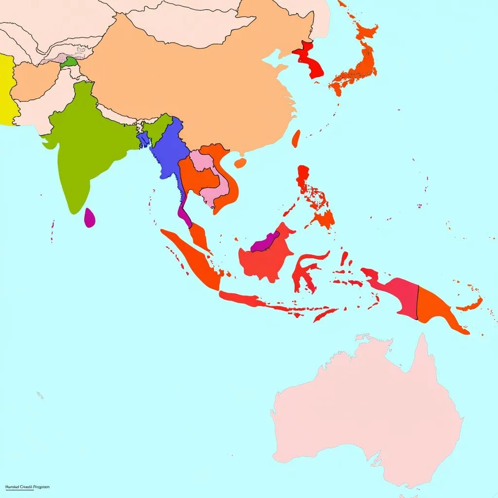 Southeast Asia map with ASEAN countries highlighted