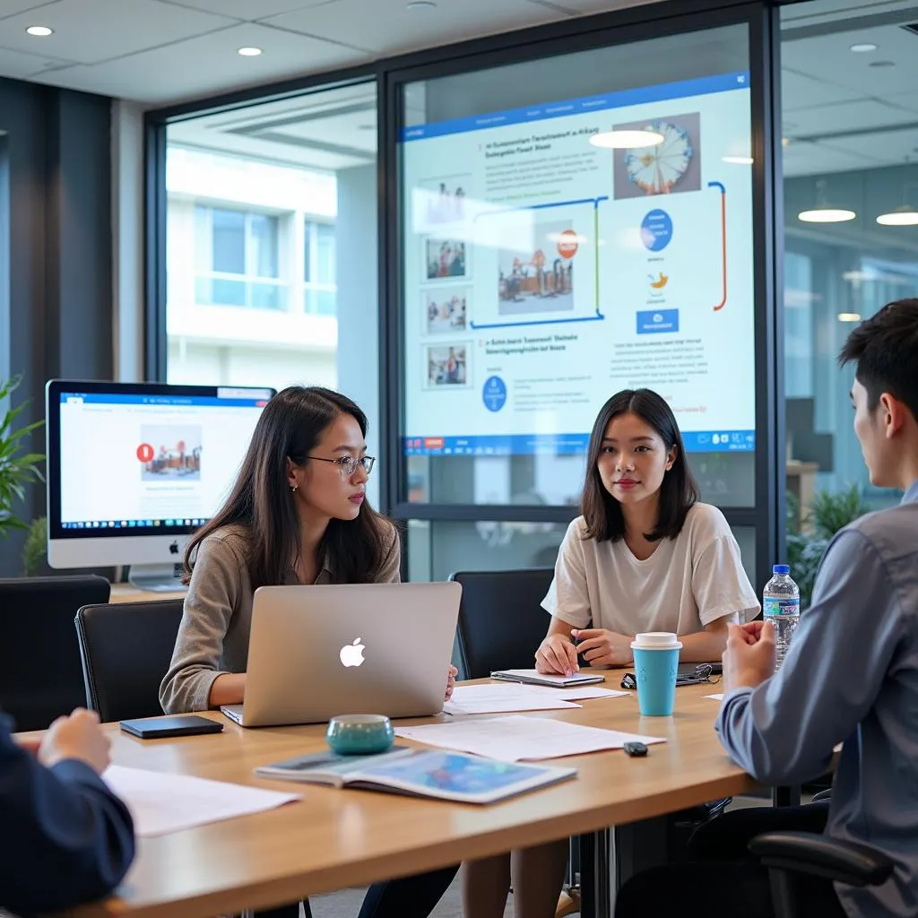 A diverse group of people collaborating at a technology summit in Southeast Asia