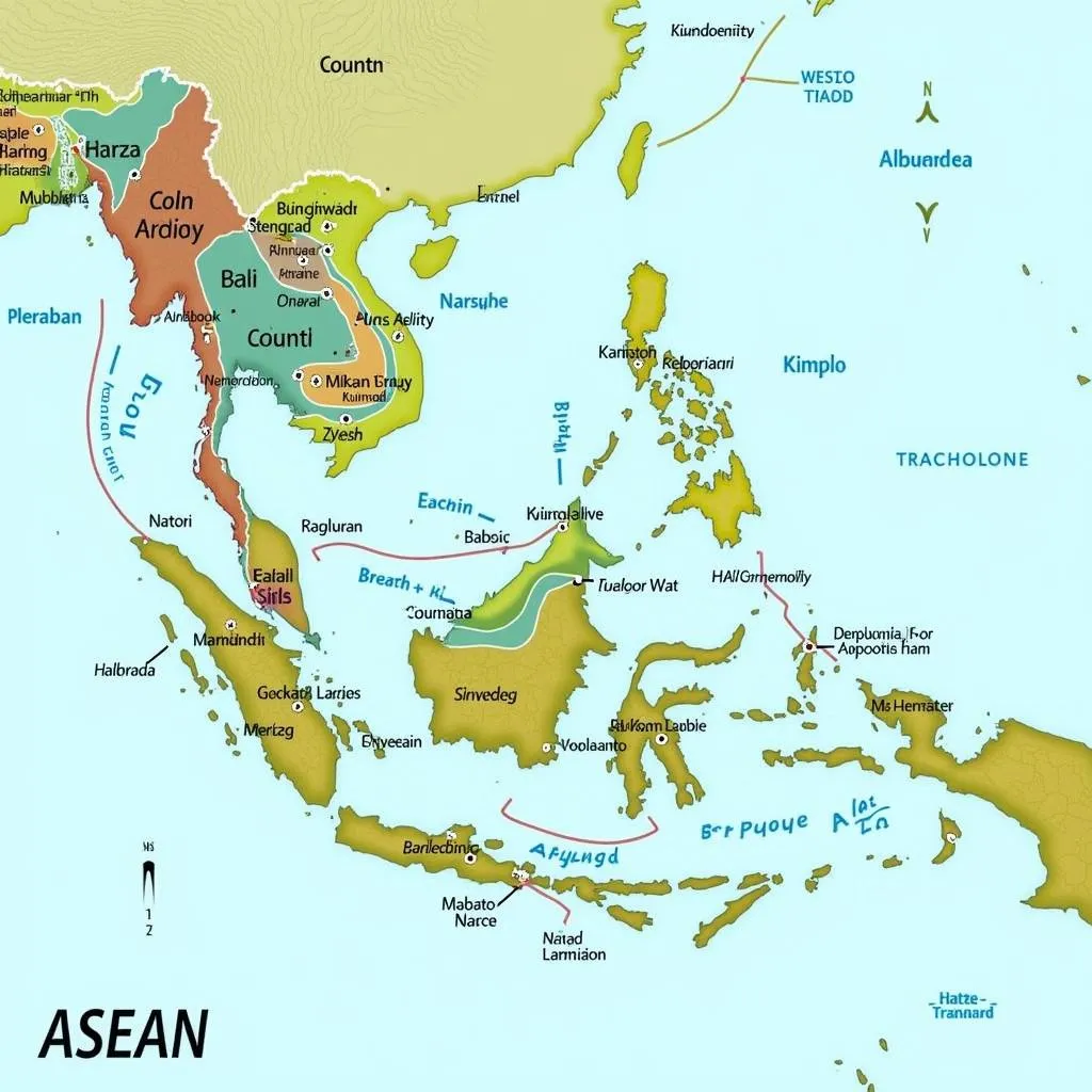 Southeast Asia Travel Map with Popular Destinations Marked