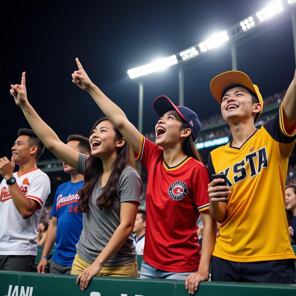 Southeast Asian Baseball Fans Cheering