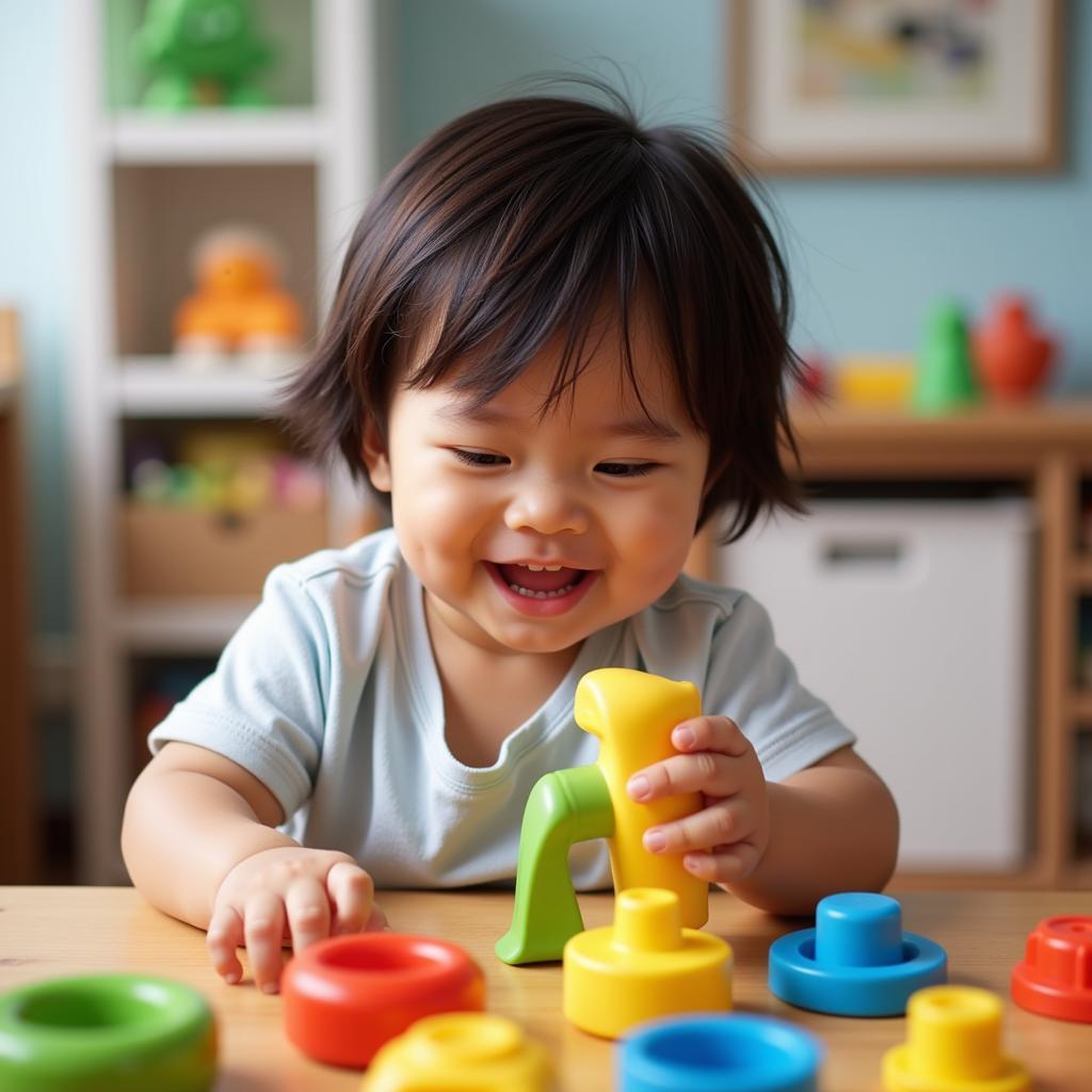 Southeast Asian Child with Autism Toys